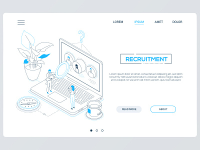 Recruitment - line isometric banner banner business character composition design employment hr illustration isometric isometry line lineart recruitment style vector web