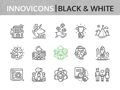 Black & White Innovicons black and white business collection design icon line outline style