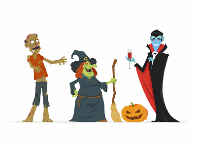 Halloween characters character design dribbbleweeklywarmup flat design illustration style vector