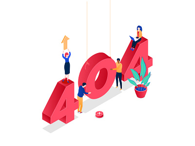 Error 404 page isometric illustration character design error 404 error page illustration isometric design isometry style website