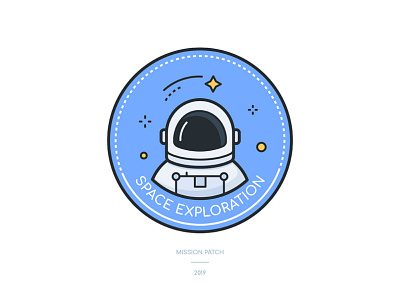 Space exploration icon astronaut design dribbleweeklywarmup exploration icon illustration line art mission patch space style vector