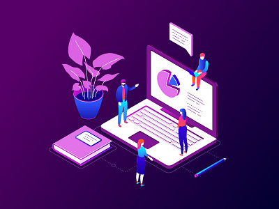 Data analysis business character data design diagrams illustration isometric illustration isometry style