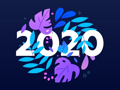 New year 2020 2020 decoration design flat design floral illustration leaves new year ornament style