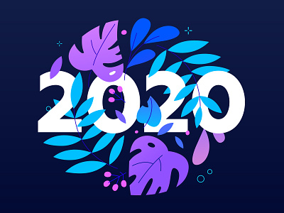 New year 2020 2020 decoration design flat design floral illustration leaves new year ornament style