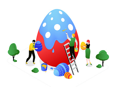 Easter isometric illustrations character design easter easter egg illustration isometric illustration isometry style vector