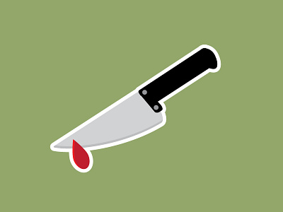 Stabbed halloween knife sticker