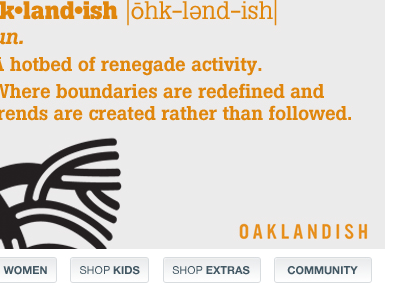 Custom Facebook landing page for Oaklandish e commerce facebook web