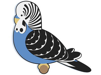 Budgie Doodle bird budgie cartoon cute doodle flat illustration illustrator parakeet perch simple stripes
