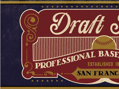 Draft Pick Front Detail baseball blue card gold red sport vintage