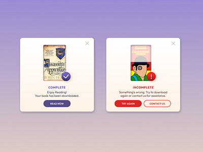 The Reader | Daily UI Challenge 011 (Flash Message) 011 book daily ui dailyui dailyuichallenge download failure flash message reader try again ui