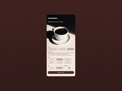 brewmasters | Daily UI Challenge 033 (Customize Product) 033 bespoke coffee customisation customise customise product customization customize customize product daily ui daily ui 033 dailyui dailyuichallenge ui