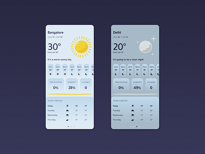 Day&Night | Daily UI Challenge 037 (Weather) 037 app daily ui daily ui 037 dailyui dailyuichallenge day day and night night ui vector weather weather app