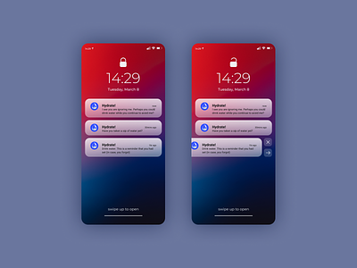 Hydrate! | Daily UI Challenge 049 (Notifications) 049 daily ui daily ui 049 dailyui dailyui049 dailyuichallenge notification notifications screen ui