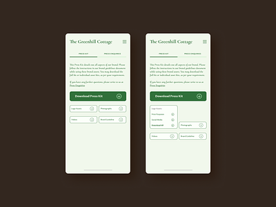 The Greenhill Cottage | Daily UI Challenge 051 (Press Page)