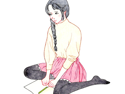 Woman Sitting on the Floor drawing girl illustration woman