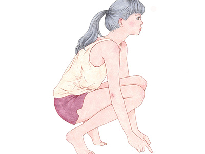 Crouching Woman drawing girl illustration woman