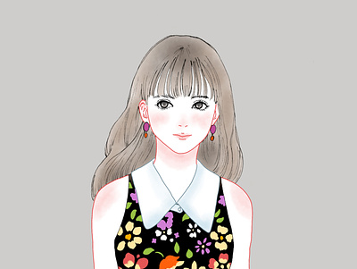 Woman in the Retro Dress drawing girl illustration woman