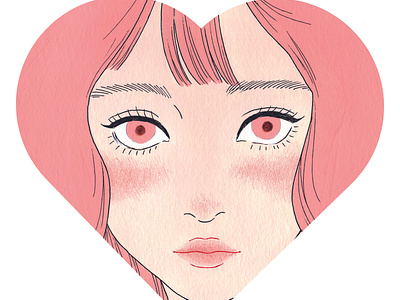 Acrylic Paint - Heart-Shaped Girl drawing girl illustration painting woman