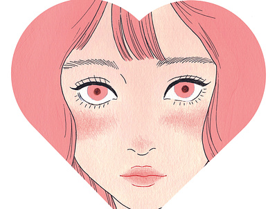 Acrylic Paint - Heart-Shaped Girl drawing girl illustration painting woman