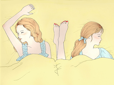 Three Sleeping Girls drawing girl illustration painting woman