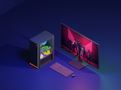 Gaming pc 3d design graphic design ui ux