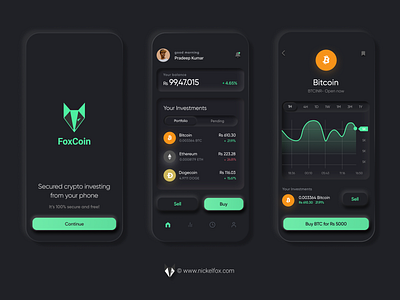 FoxCoin Crypto App- Neumorphic Dark Concept