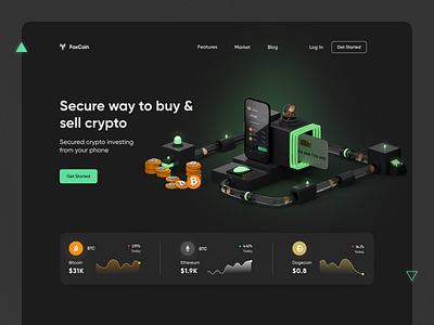 FoxCoin Crypto Landing Page | Isometric | 3D