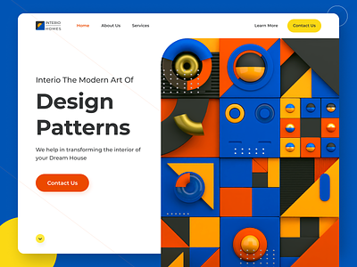 Abstract Hero Section Concept | Landing page | 3D 3d 3d illustration abstract abstract web page balance concept furniture web page geometric art geometric shapes hero page illustration landing page modern art modern web page modular scribble shapes ui vibrant web concept