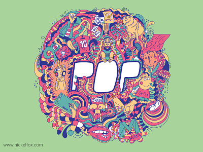 Pop- Doodle Poster Illustration art branding comic composition concept doodle flat graphic graphic design harmony hero image illustration pop style vibrant