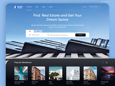 Real Estate Landing Page apartment search concept contrast flat design home search house search landing page property search real estate search search page ui