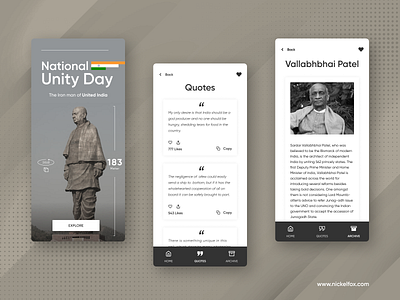 National Unity Day App Concept app classic clean ui concept design history minimal mobile quotes ui unity ux visual design