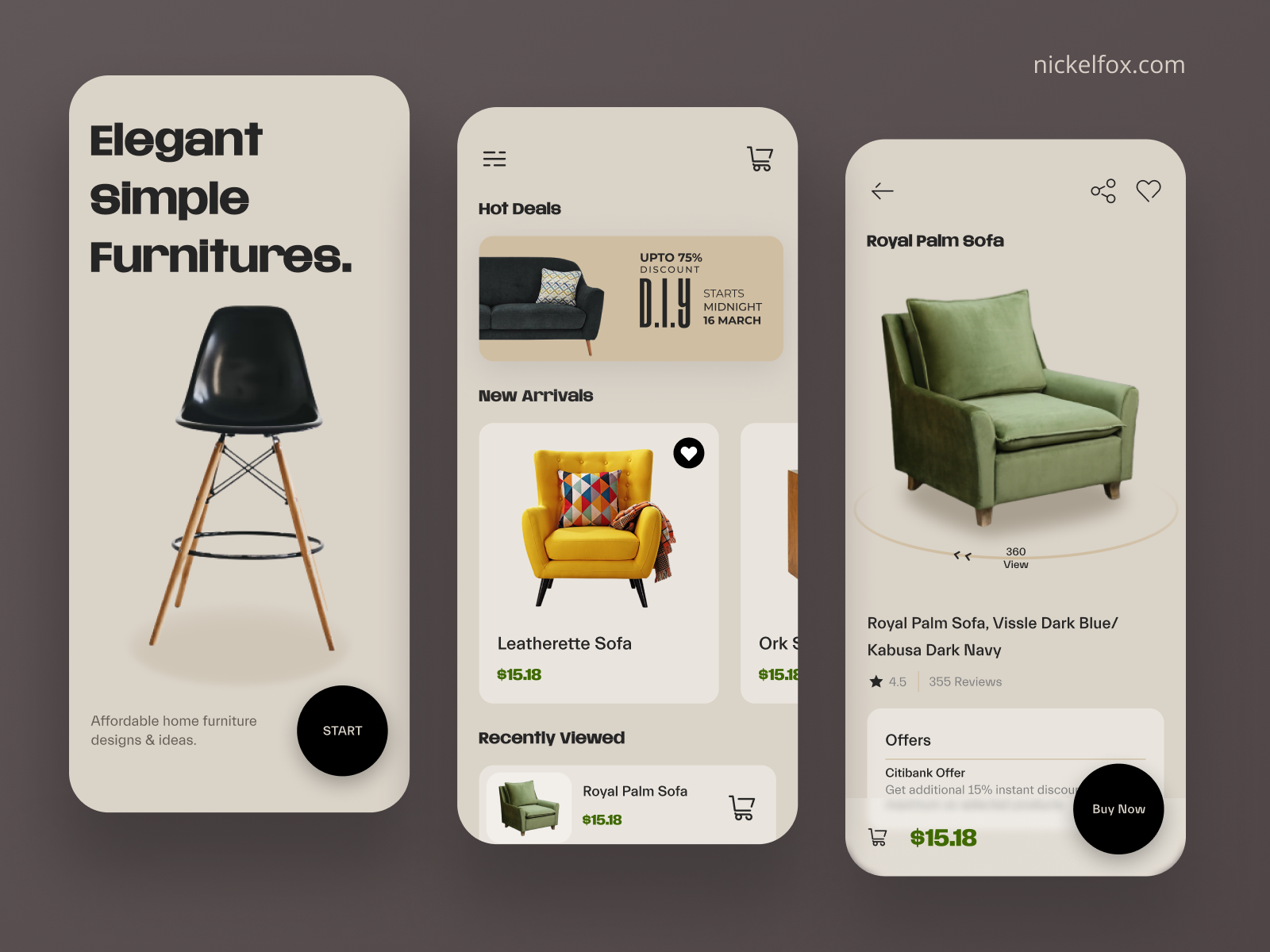 Elegant Furniture Shop Mobile App Design By Pradeep Kumar For Nickelfox 