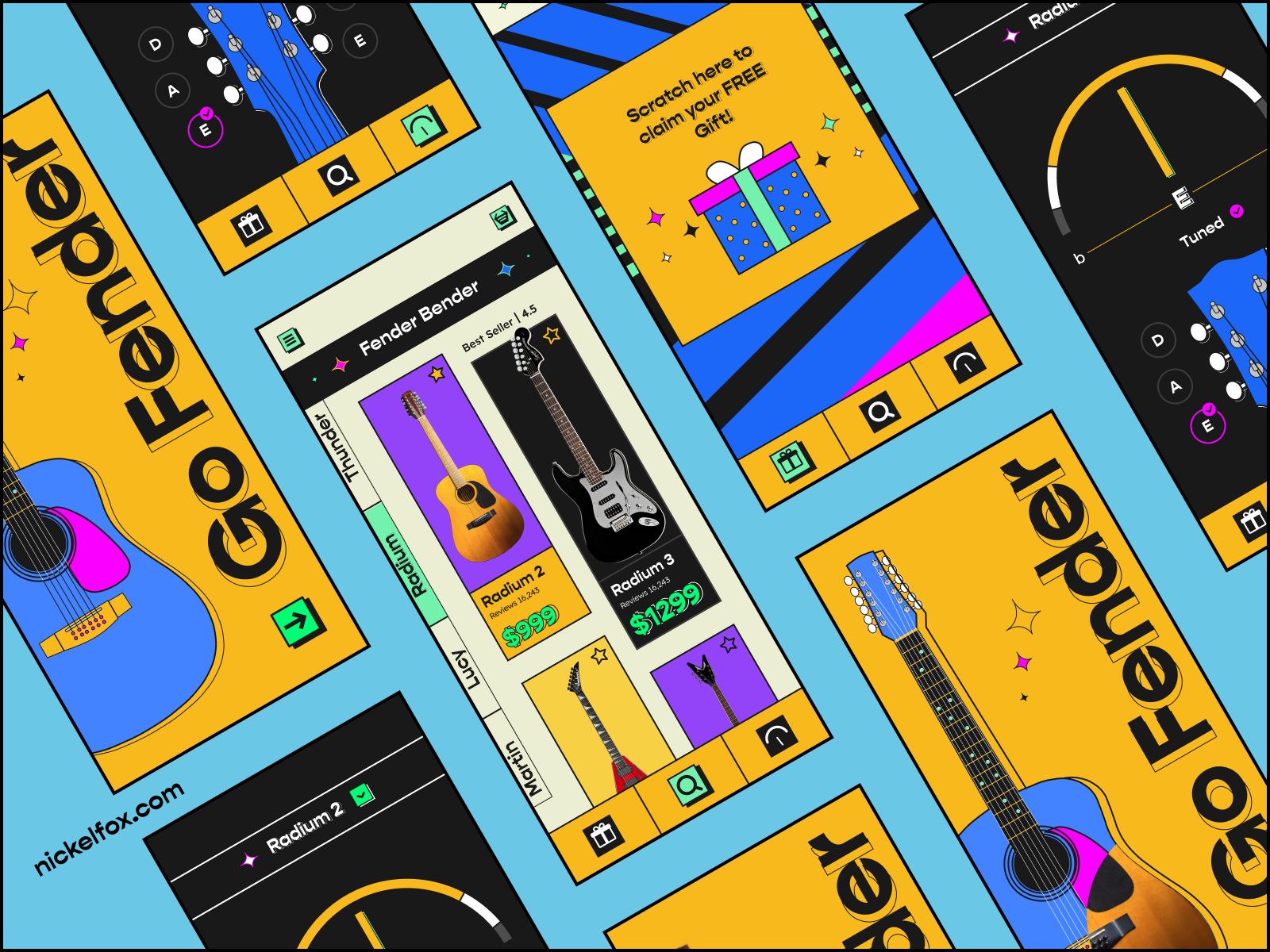 Fender Bender Guitar Tune Brutal App Design by Pradeep kumar for