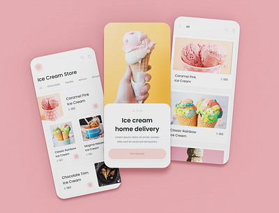 Ice Cream Store App UI Design | Mobile App UI Design app app design app development application design branding canada design graphic design ice cream app mobile application ui ui design uidesign uiux ux website design