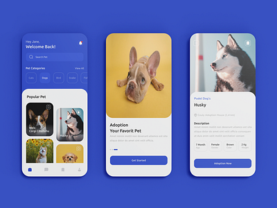 Pet Adoption App Design | Best App UI Design for Pet Adoption app development best app for dog care best app for pet adoption best app to adopt a dog design mobile application pet adoption app design pet adoption app ui design pet adoption application ui website design