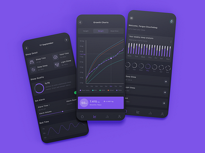 Sleep Tracking App UI Design | Application UI Design app design app development application design canada design mobile application sleep tracking ui