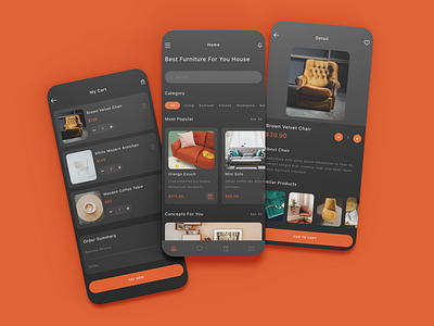Furniture eCommerce app UI | Mobile Application Design