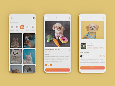 Pet adoption app design | Application UI design app design app development mobile application pet adoption pet app pet application ui