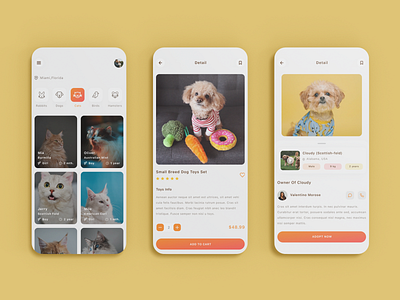 Pet adoption app design | Application UI design