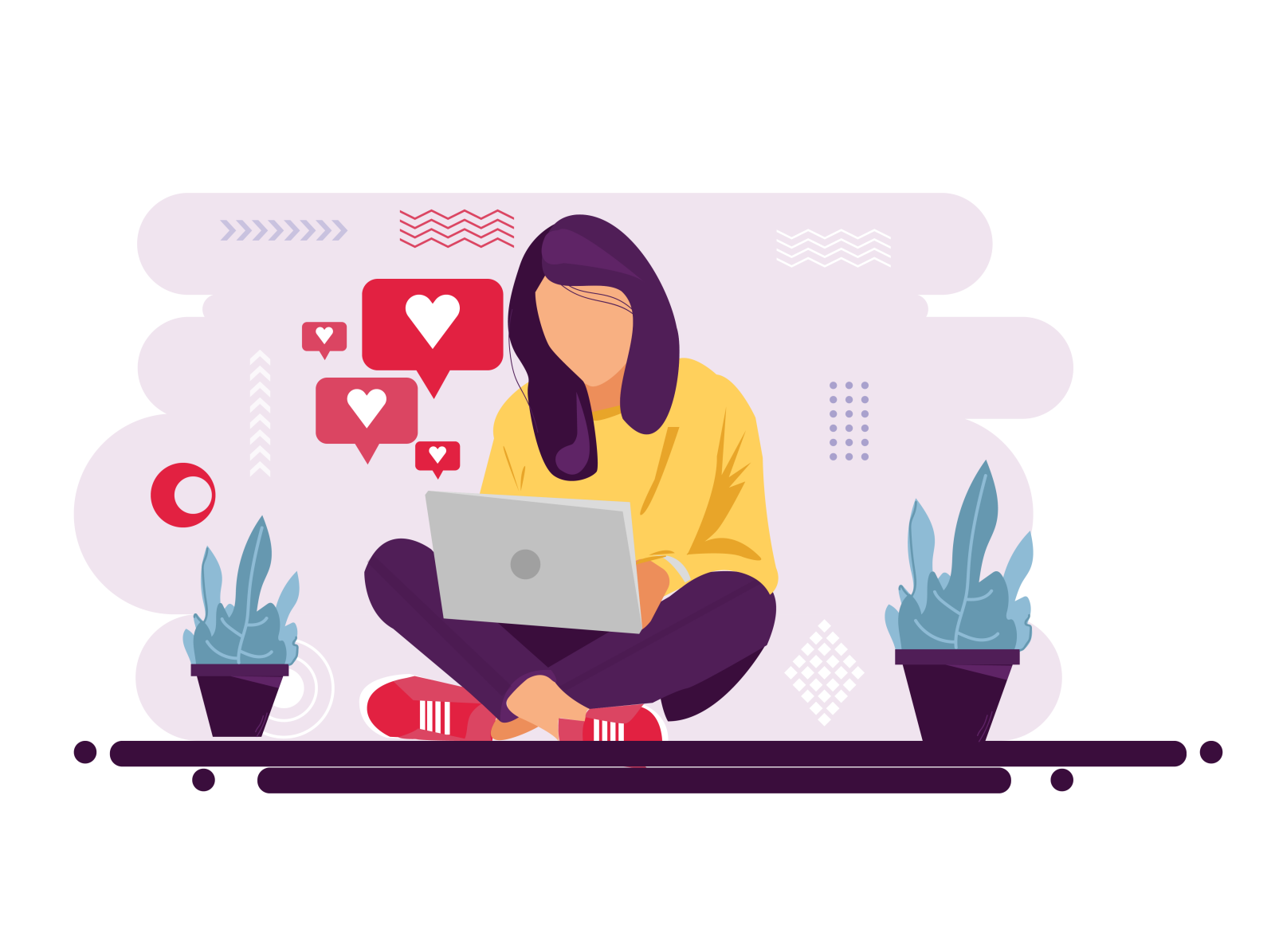 Illustrations - A Girl With Laptop by mumbaichimilu on Dribbble