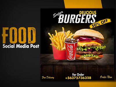 Fast Food Social Media Post adobe illustartor adobe photoshop branding design graphic design