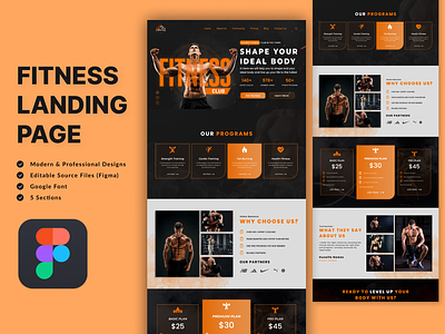 Fitness Website Landing Page Template figma fitness website figma template figma website fitness website gym ui kit gym website gym website template landing page page web website ui website ui