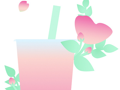 Rose tea boba boba bubble design flower gradient illustration pastel rose tea vector