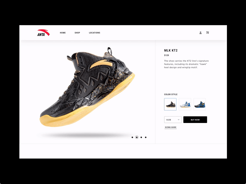Product Page clean ecommerce footwear motion nav principle scrolling shoes simple ui ux web