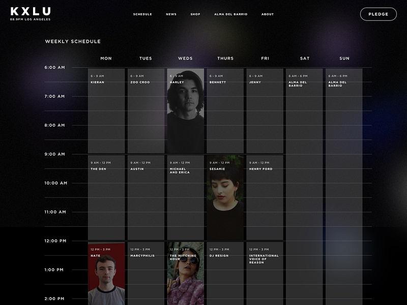 KXLU Redesign Schedule by Julian Lozano on Dribbble