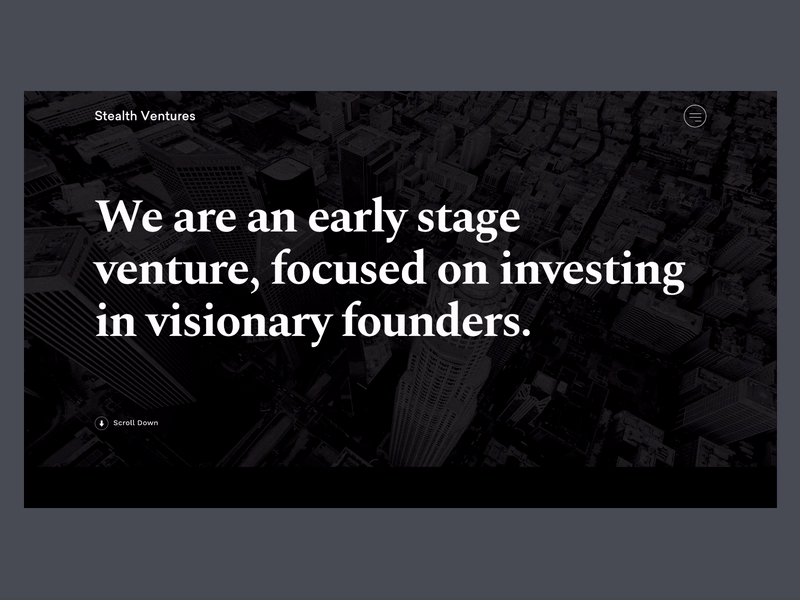 Stealth Investing Homepage founders fund funding invest investing investment law principle principleapp ui venture venture capital ventures web