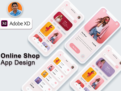 Online Shop Mobile App in Adobe XD (Wireframe/Mockup +Prototype) app branding design graphic design illustration logo motion graphics ui ux vector