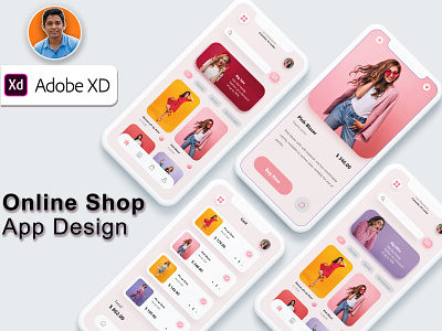 Online Shop Mobile App in Adobe XD (Wireframe/Mockup +Prototype)