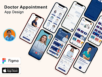 Healthcare Doctor Appointment App UI/UX Design app branding design graphic design health illustration logo medical motion graphics typography ui ux vector