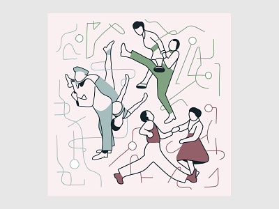 A-one, a-two, you know what to do! art dance drawing illustration jazz lindy hop lines music swing vintage